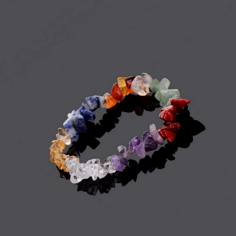 7 Chakra Healing Crystals Natural Chips Stone Bracelets