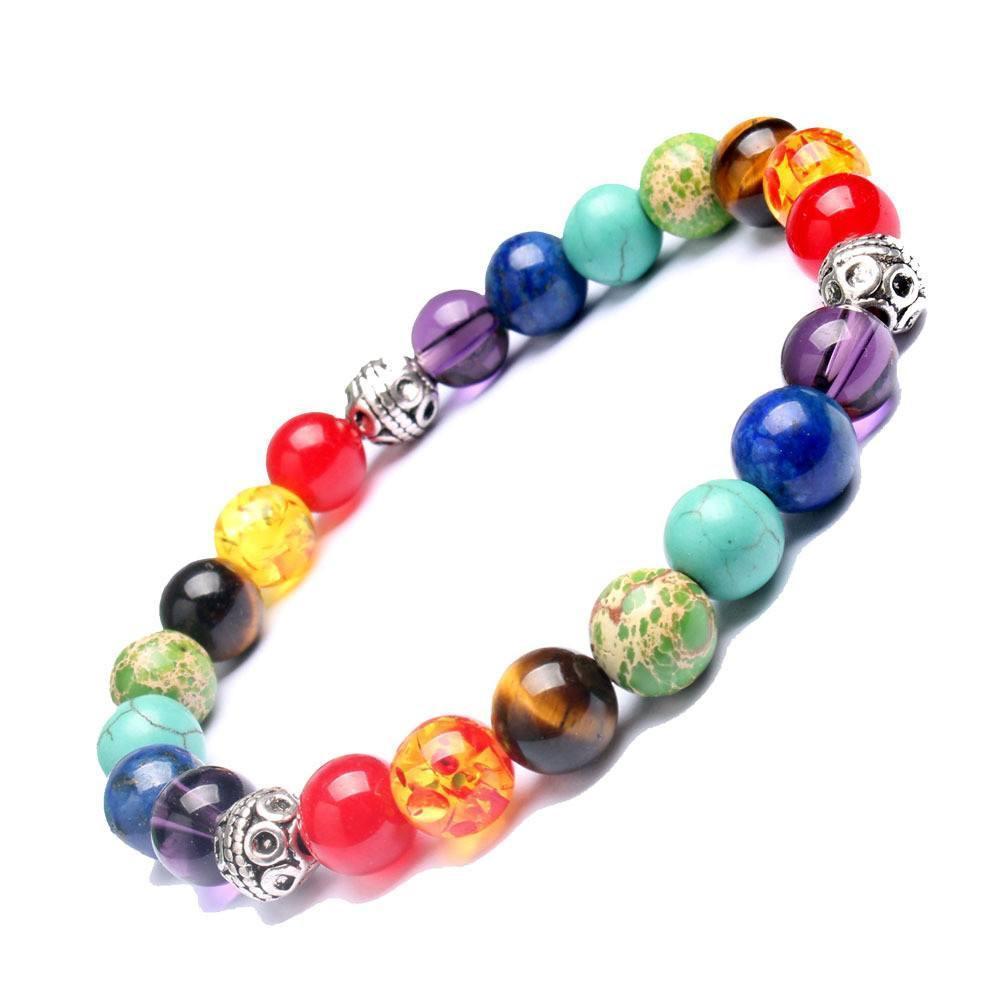 7 Chakra Multi Reikistone and charm Bracelet
