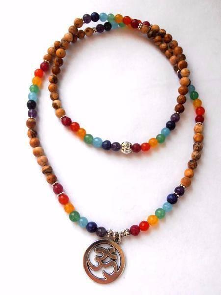 7 Chakra Ohm Mala (108 Beads) Bracelet/Necklace