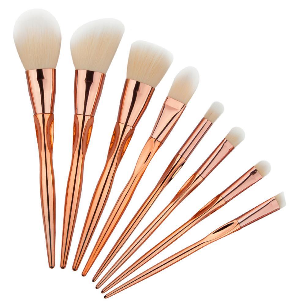 8 pièces Rose doré Pinceaux à maquillage