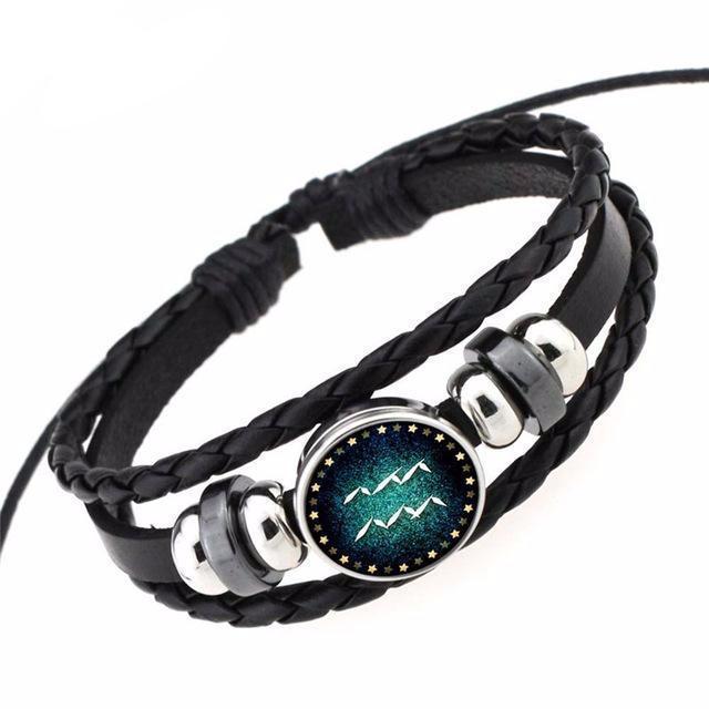12 Constellation Bracelet Braided Leather Bracelets & Bangles