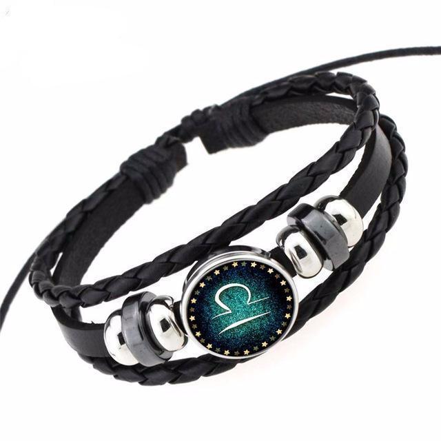 12 Constellation Bracelet Braided Leather Bracelets & Bangles