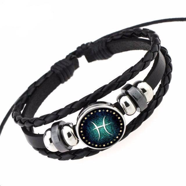 12 Constellation Bracelet Braided Leather Bracelets & Bangles