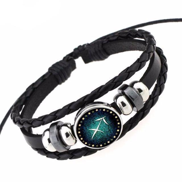 12 Constellation Bracelet Braided Leather Bracelets & Bangles