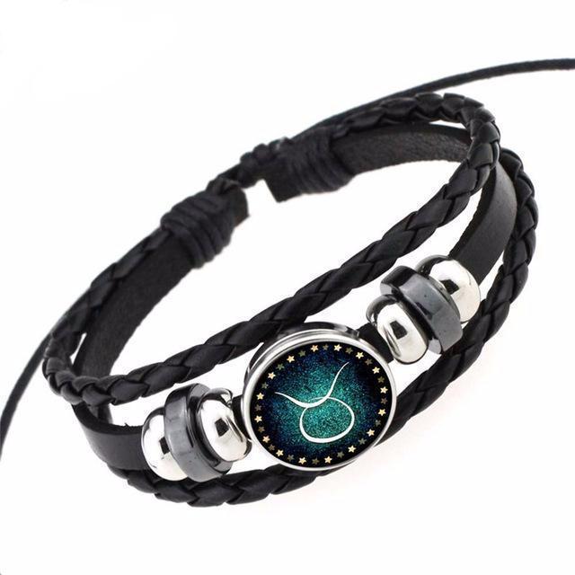 12 Constellation Bracelet Braided Leather Bracelets & Bangles