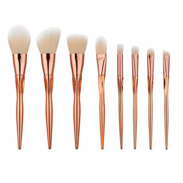 8 pièces Rose doré Pinceaux à maquillage